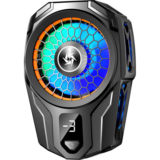 Techsuit - Phone Cooler - with Gear Button, Temperature Display, Silicone Clamping Arm, Two Speeds, Universal - Black - (SL16)