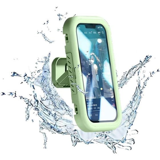 Techsuit - Phone Holder (LC-999) - Wall Box Case, Anti-Fog, Retractable, Adjustable, Waterproof, for 4-7inch Phones - Green - (LC-999;GREEN)