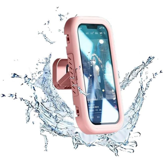 Techsuit - Phone Holder (LC-999) - Wall Box Case, Anti-Fog, Retractable, Adjustable, Waterproof, for 4-7inch Phones - Pink - (LC-999;PINK)
