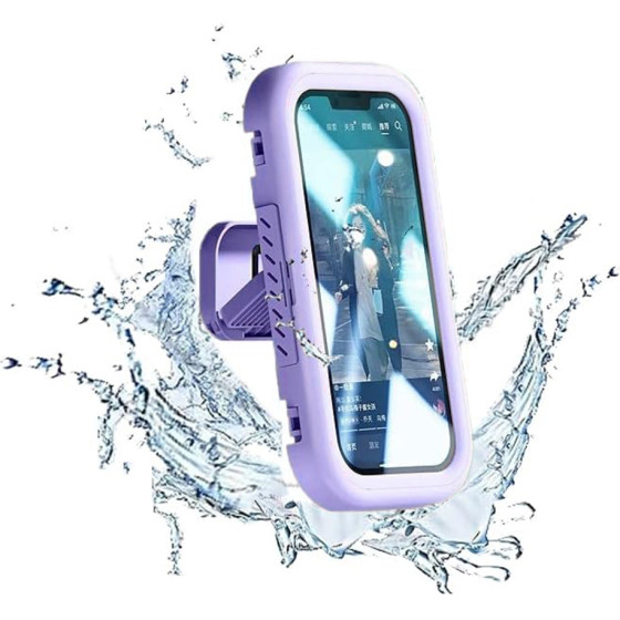 Techsuit - Phone Holder (LC-999) - Wall Box Case, Anti-Fog, Retractable, Adjustable, Waterproof, for 4-7inch Phones - Purple - (LC-999;PURPLE)