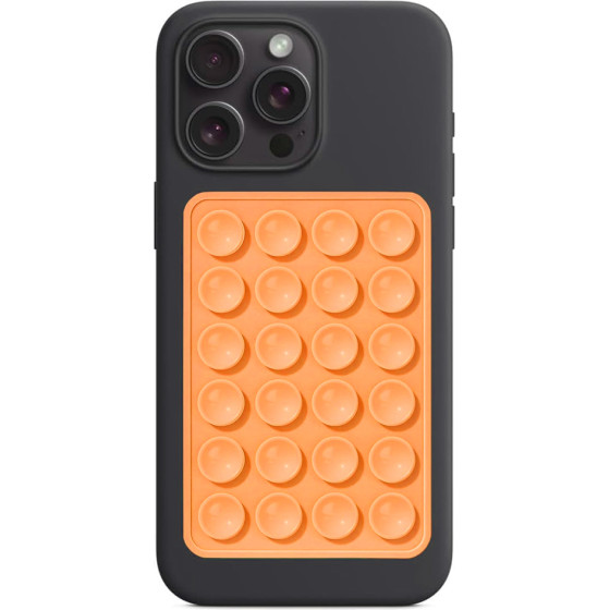 Techsuit - Phone Holder (SO-PAD) - Suction Pad for Selfies, Silicone, Adhesive Mount, Rectangular Shape - Orange