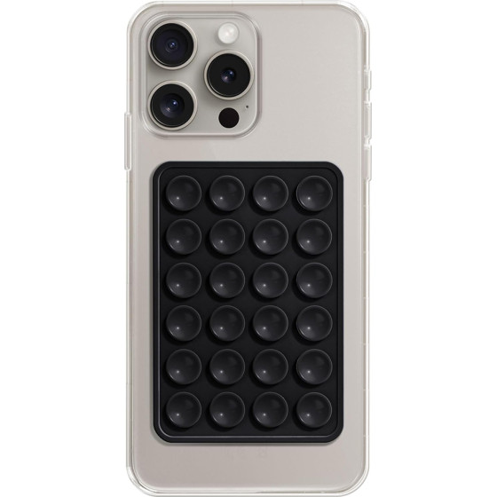 Techsuit - Phone Holder - Suction Pad for Selfies, Silicone, Adhesive Mount, Rectangular Shape - Black - (SB-PAD)