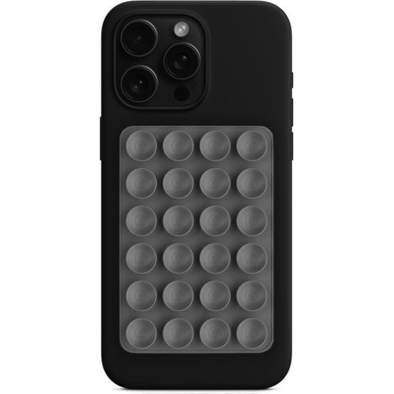 Techsuit - Phone Holder - Suction Pad for Selfies, Silicone, Adhesive Mount, Rectangular Shape - Charcoal Grey - (SC-PAD)