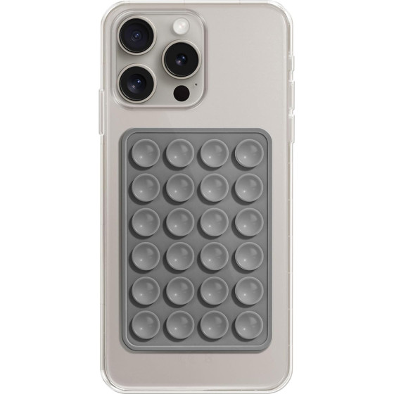 Techsuit - Phone Holder - Suction Pad for Selfies, Silicone, Adhesive Mount, Rectangular Shape - Gray - (ST-PAD)