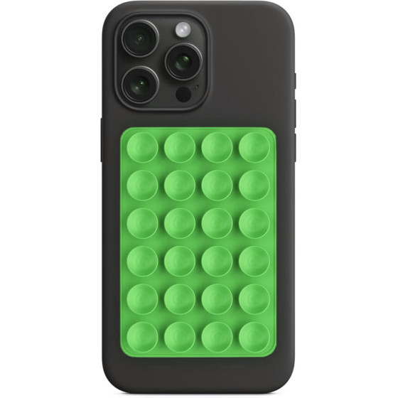 Techsuit - Phone Holder - Suction Pad for Selfies, Silicone, Adhesive Mount, Rectangular Shape - Green - (SG-PAD)