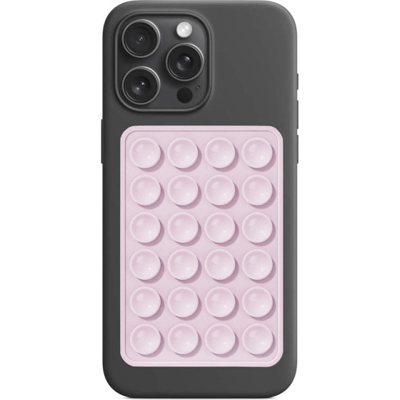 Techsuit - Phone Holder - Suction Pad for Selfies, Silicone, Adhesive Mount, Rectangular Shape - Light Pink - (SL-PAD)