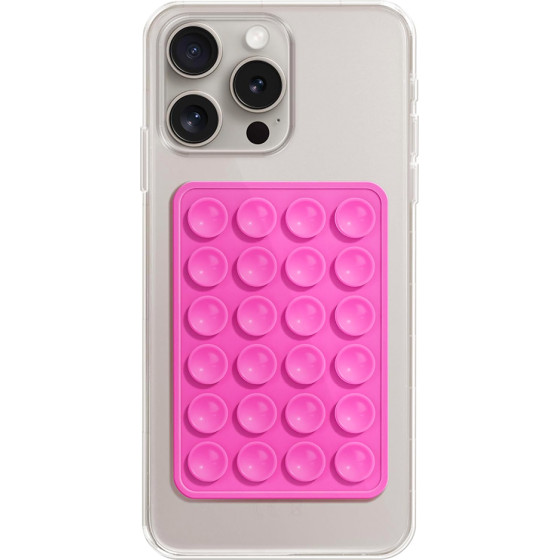 Techsuit - Phone Holder - Suction Pad for Selfies, Silicone, Adhesive Mount, Rectangular Shape - Magenta - (SM-PAD)