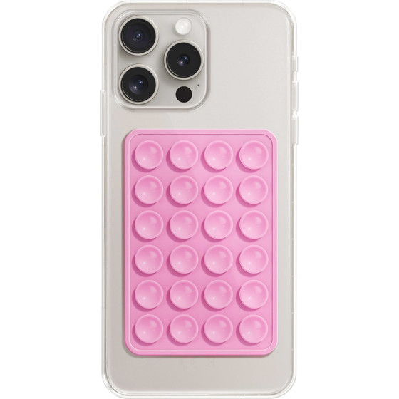 Techsuit - Phone Holder - Suction Pad for Selfies, Silicone, Adhesive Mount, Rectangular Shape - Powder Pink - (SPP-PAD)