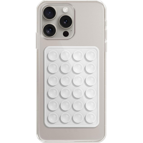 Techsuit - Phone Holder - Suction Pad for Selfies, Silicone, Adhesive Mount, Rectangular Shape - White - (SW-PAD)