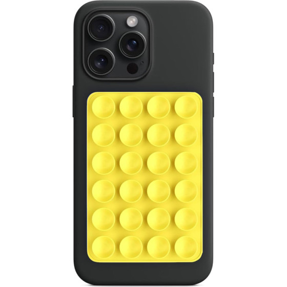 Techsuit - Phone Holder - Suction Pad for Selfies, Silicone, Adhesive Mount, Rectangular Shape - Yellow - (SY-PAD)