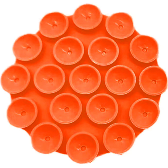 Techsuit - Phone Holder - Suction Pad for Selfies, Silicone, Adhesive Mount, Round Shape - Orange - (SO-CUP)