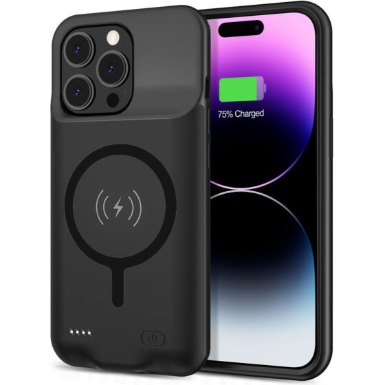 Techsuit - Power Pro MagSafe Battery Case - iPhone 15 Pro - 7000mAh - Black