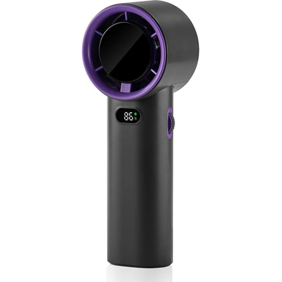 Techsuit - Premium Handheld Fan - Portable, Adjustable, Rechargeable, Digital Display, 4000mAh - Black - (K38)