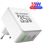 Techsuit - Premium Wall Charger Tiny Series (CHPD173) - GaN, USB, Type-C, Fast Charge, PD35W - White - (CHPD173;WHITE)
