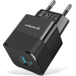 Techsuit - Premium Wall Charger Tiny Series (CHPD216) - GaN, USB QC3.0, Type-C PD25W - Black - (CHPD216;BLACK)