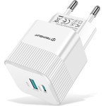 Techsuit - Premium Wall Charger Tiny Series (CHPD216) - GaN, USB QC3.0, Type-C PD25W - White - (CHPD216;WHITE)