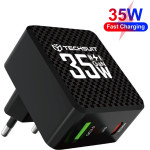 Techsuit - Premium Wall Charger Tiny Series - GaN, USB, Type-C, Fast Charge, PD35W - Black - (CHPD173)