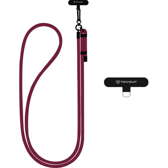 Techsuit - Rope Crossbody Strap - for Phones, Carabiner, Nylon Braided, Durable, Adjustable - Dark Cherry - (RCS1-28)