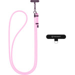 Techsuit - Rope Crossbody Strap - for Phones, Carabiner, Nylon Braided, Durable, Adjustable - Flamingo Pink - (RCS1-25)