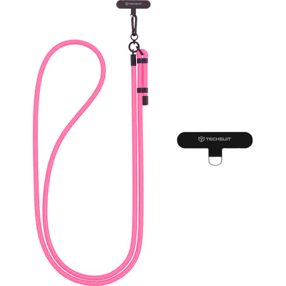 Techsuit - Rope Crossbody Strap - for Phones, Carabiner, Nylon Braided, Durable, Adjustable - Hot Pink - (RCS1-05)
