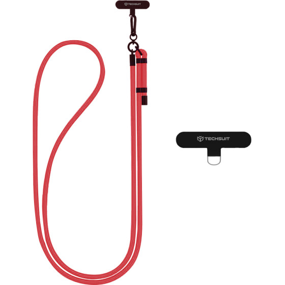 Techsuit - Rope Crossbody Strap - for Phones, Carabiner, Nylon Braided, Durable, Adjustable - Red Velvet - (RCS1-33)