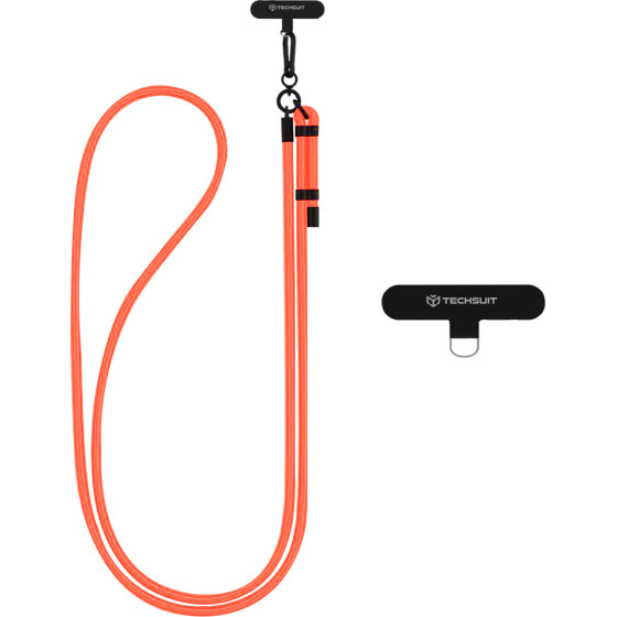 Techsuit - Rope Crossbody Strap - for Phones, Carabiner, Nylon Braided, Durable, Adjustable - Sunset Orange - (RCS1-81)