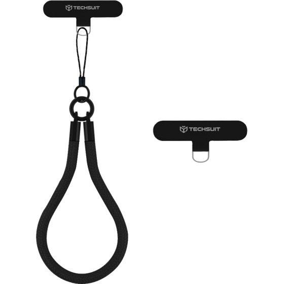 Techsuit - Rope Wrist Strap (RWS2-03) - for Phones, with Keychain Cord, Nylon Braided, Durable, Universal - Deep Void
