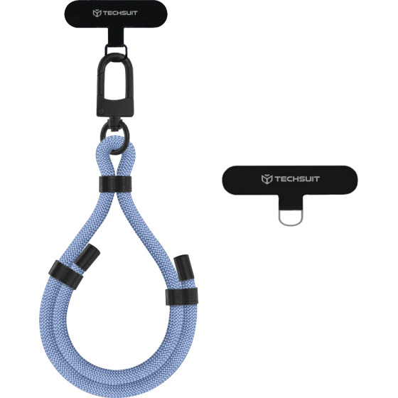 Techsuit - Rope Wrist Strap - for Phones, Carabiner, Nylon Braided, Durable, Adjustable, Universal - Ash Gray - (RWS1-21-23)