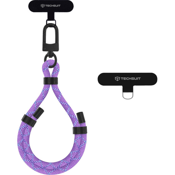 Techsuit - Rope Wrist Strap - for Phones, Carabiner, Nylon Braided, Durable, Adjustable, Universal - Cobra Purple - (RWS1-11)