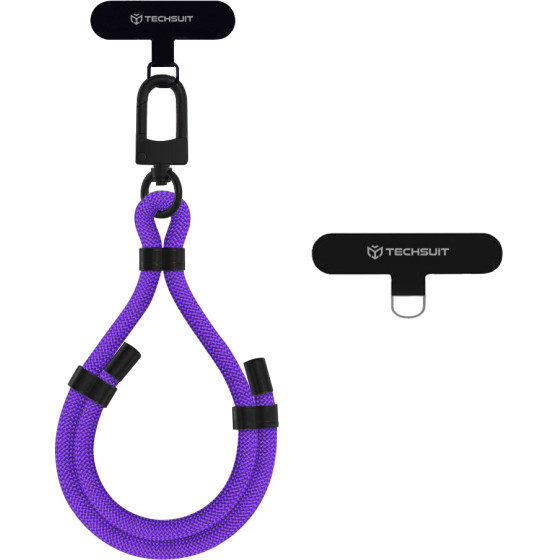 Techsuit - Rope Wrist Strap - for Phones, Carabiner, Nylon Braided, Durable, Adjustable, Universal - Cosmic Violet - (RWS1-26-34)