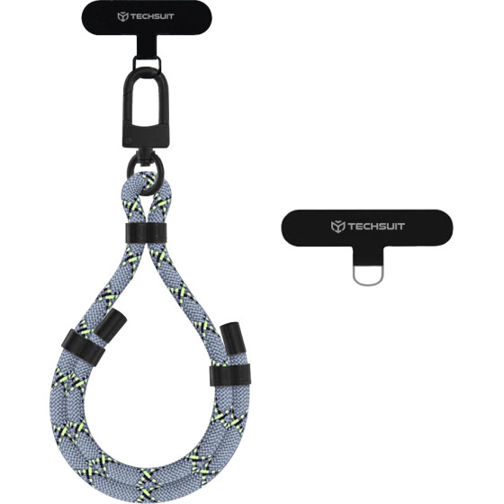 Techsuit - Rope Wrist Strap - for Phones, Carabiner, Nylon Braided, Durable, Adjustable, Universal - Frosted Web - (RWS1-12)