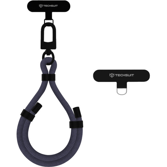 Techsuit - Rope Wrist Strap - for Phones, Carabiner, Nylon Braided, Durable, Adjustable, Universal - Gunmetal Grey - (RWS1-01)