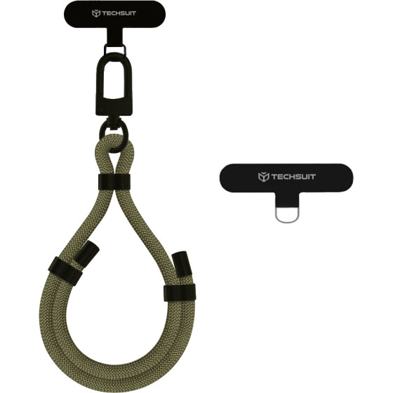 Techsuit - Rope Wrist Strap - for Phones, Carabiner, Nylon Braided, Durable, Adjustable, Universal - Pine Forest - (RWS1-04)