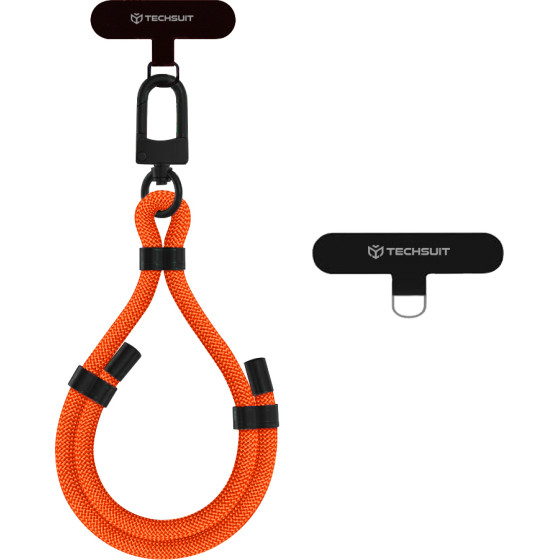 Techsuit - Rope Wrist Strap - for Phones, Carabiner, Nylon Braided, Durable, Adjustable, Universal - Sunset Blaze - (RWS1-50-62)