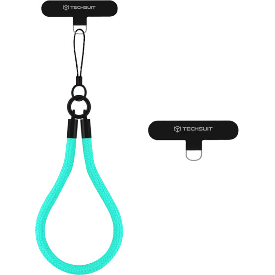 Techsuit - Rope Wrist Strap - for Phones, with Keychain Cord, Nylon Braided, Durable, Universal - Caribbean Sea - (RWS2-70)
