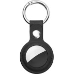 Techsuit - Secure Leather Holder (SLH1) - Apple AirTag Case, with Metal Ring - Black - (SLH1;BLACK)