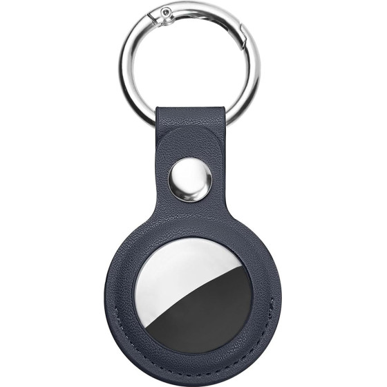 Techsuit - Secure Leather Holder (SLH1) - Apple AirTag Case, with Metal Ring - Blue - (SLH1;BLUE)
