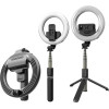Techsuit - Selfie Stick - Stable Tripod with Bluetooth Remote Control and Beauty Ring Light, 90cm - Black - (L07)