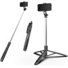 Techsuit - Selfie Stick - Stable Tripod with Bluetooth Remote Control, 360 Rotation, Stainless Steel, 158cm - Black - (Q05)