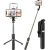 Techsuit - Selfie Stick - Stable Tripod with Bluetooth Remote Control, Aluminium Alloy, 360 Rotation, 74cm - Black - (Q03)