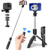 Techsuit - Selfie Stick - Stable Tripod with Bluetooth Remote Control, GoPro Compatible, 360 Rotation, 100cm - Black - (L02)