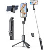 Techsuit - Selfie Stick - with Foldable Stable Tripod and Bluetooth Remote Control, 106cm - Black - (C01)