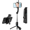 Techsuit - Selfie Stick - with Foldable Stable Tripod, Bluetooth Remote Control, Fill Light, 107cm - Black - (C01S)
