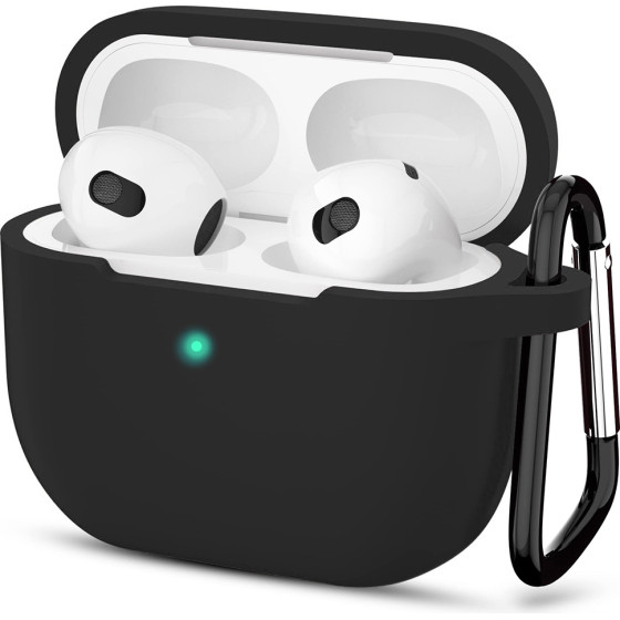 Techsuit - Silicone Case - for Apple AirPods 3, Smooth Ultrathin Material - Black
