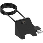Techsuit - SmartWatch Wireless Charging Cable (TGC3) - for Garmin Fenix 5/5 Plus/6/6X/7X, USB, 5W, 1m with Desk Holder - Black