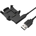 Techsuit - SmartWatch Wireless Charging Cable (TGC5) - for Garmin Fenix 3 / 3 HR / 3 Sapphire with Desk Holder, 1m - Black