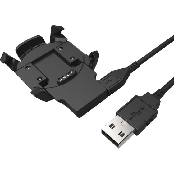 Techsuit - SmartWatch Wireless Charging Cable (TGC5) - for Garmin Fenix 3 / 3 HR / 3 Sapphire with Desk Holder, 1m - Black
