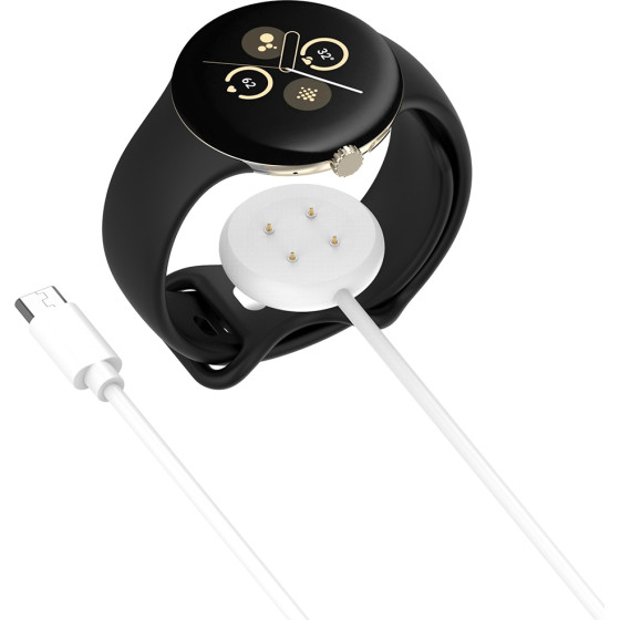 Techsuit - SmartWatch Wireless Charging Cable (THC5) - for Google Pixel Watch 3 (41mm, 45mm) / 2 / Fitbit Ace LTE, Type-C - White