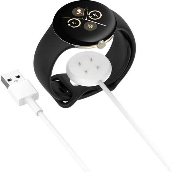 Techsuit - SmartWatch Wireless Charging Cable (THC5) - for Google Pixel Watch 3 (41mm, 45mm) / 2 / Fitbit Ace LTE, USB - White