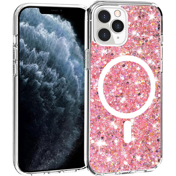 Techsuit - Sparkly Glitter MagSafe - iPhone 11 Pro Max - Pink